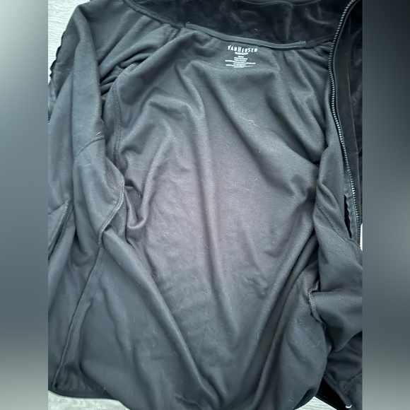Black Van Heusen Sleepwear Velour Zip-up sweater jacket size small - Picture 3 of 3